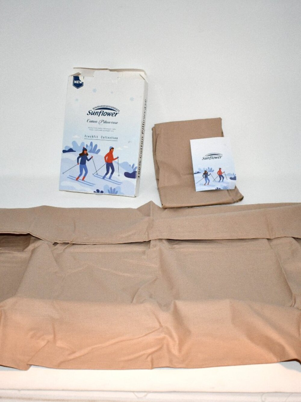Sunflower 100% Cotton Pillowcases, Queen Size, Set of 2, Light Brown, 20" x 30",